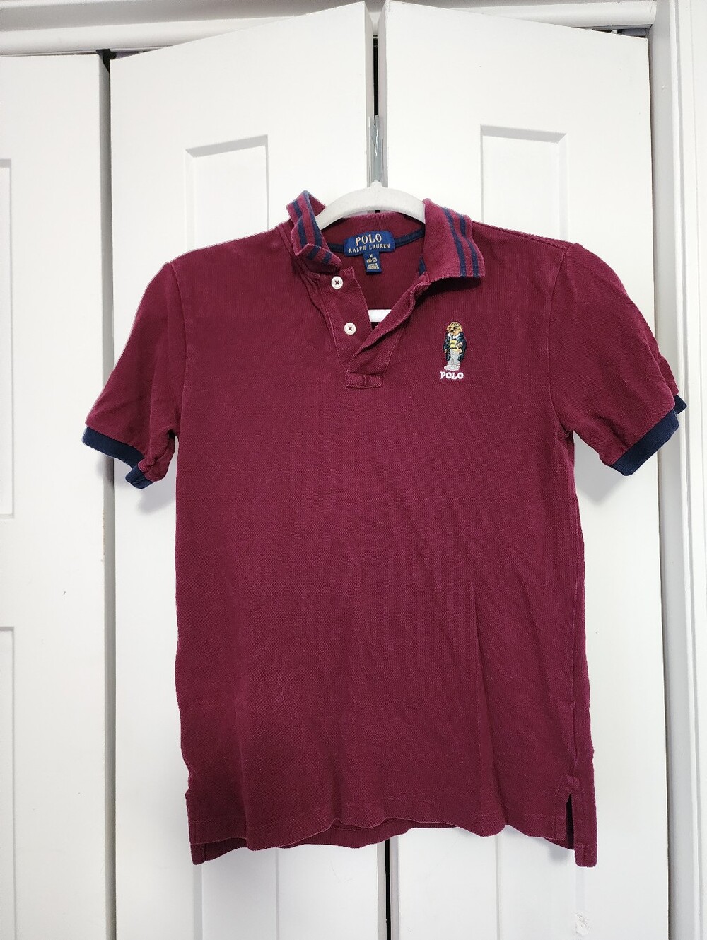 Polo by Ralph Lauren Maroon Short-Sleeve Polo with Embroidered Polo Bear Boys